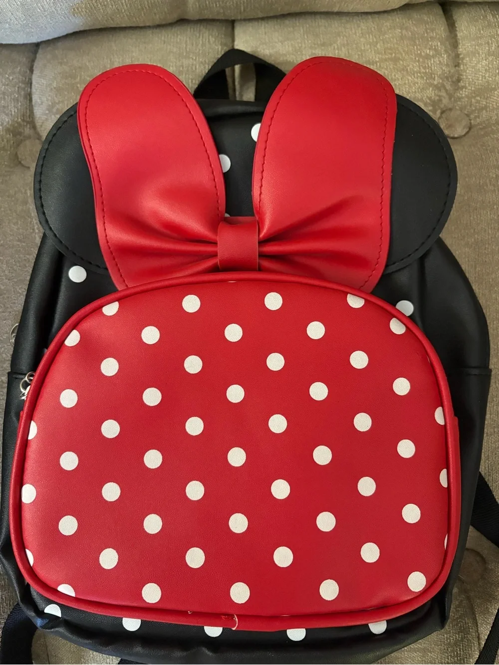 Red Minnie Mouse Polka Dot Bow Backpack